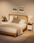 Country Style Bedside Table with Door Shelf
