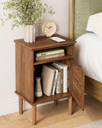 Country Style Bedside Table with Door Shelf