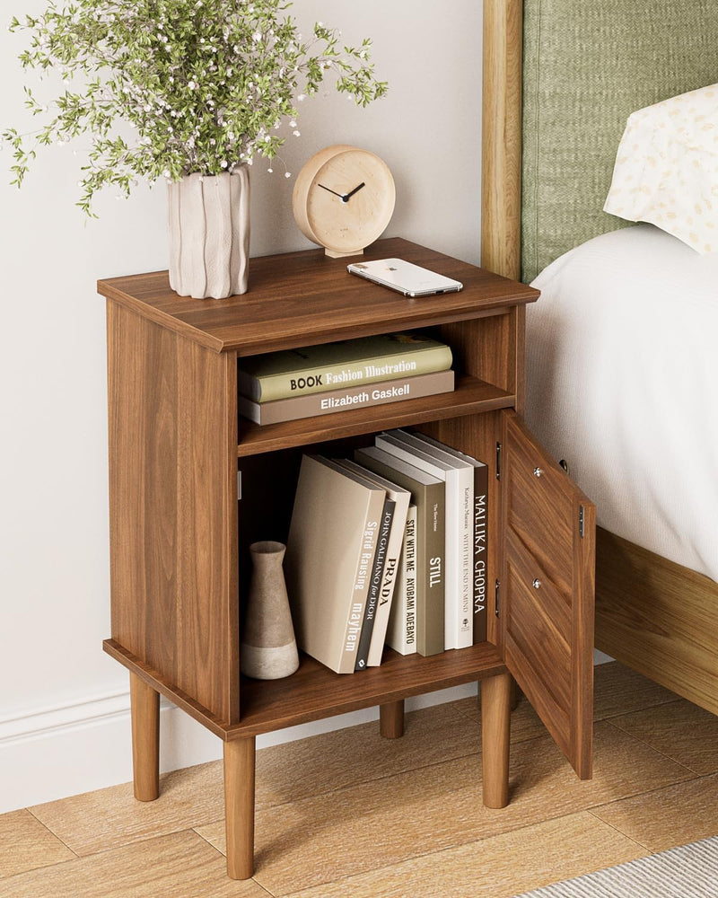 Country Style Bedside Table with Door Shelf
