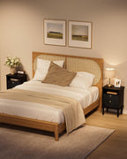 Country Style Bedside Table with Door Shelf