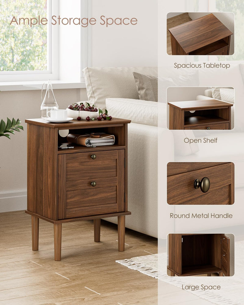 Country Style Bedside Table with Door Shelf