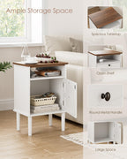 Country Style Bedside Table with Door Shelf