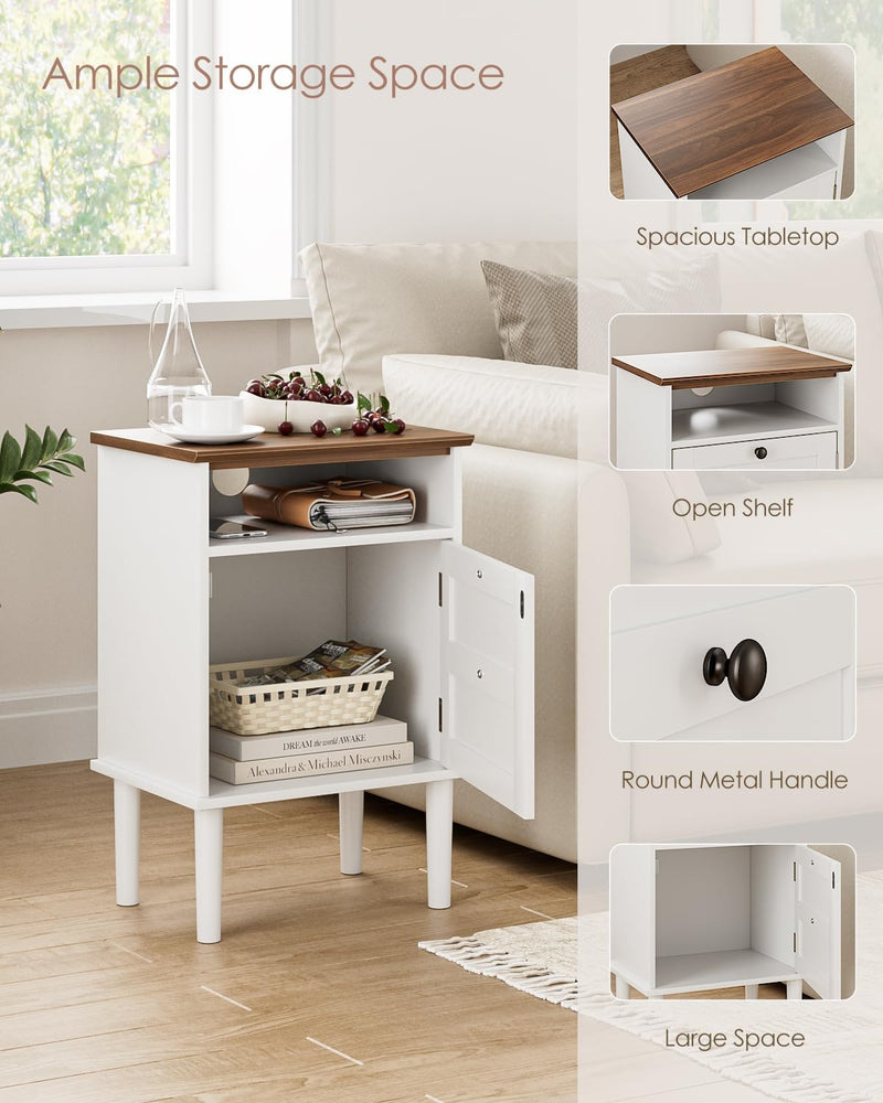 Country Style Bedside Table with Door Shelf