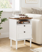 Country Style Bedside Table with Door Shelf
