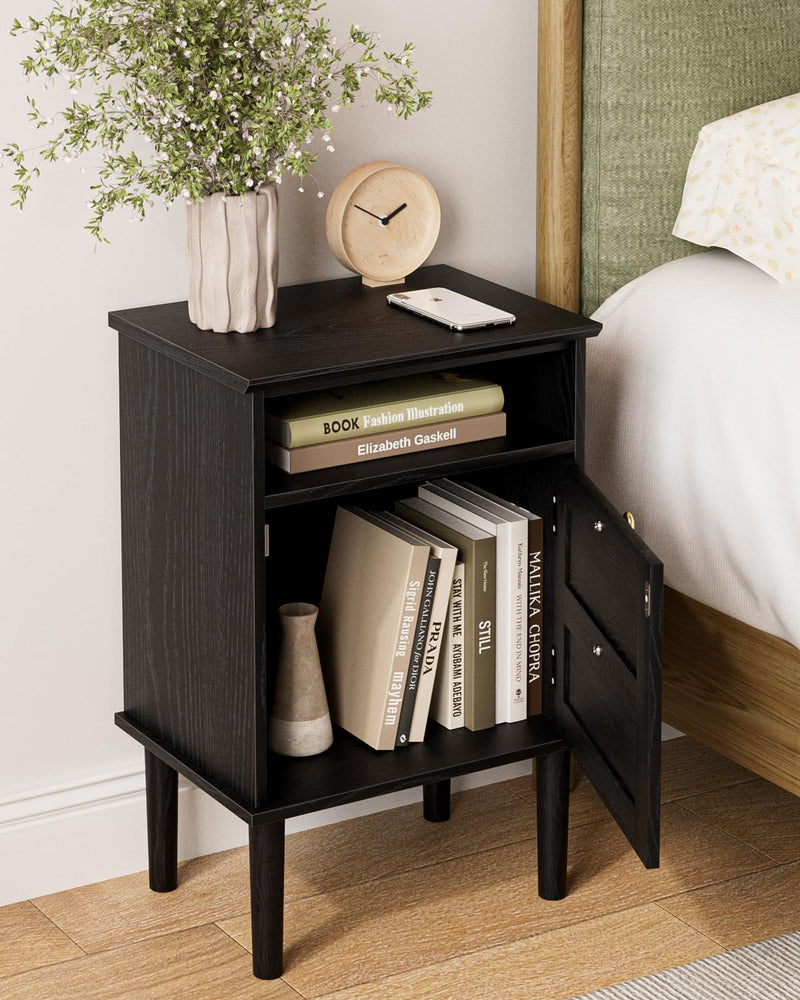 Country Style Bedside Table with Door Shelf
