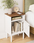 Country Style Bedside Table with Door Shelf