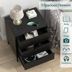 Wooden Bedside Table with 3 Drawers Chest
