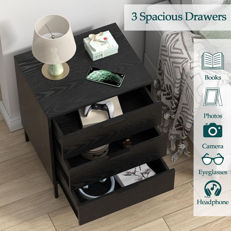 Bedside Tables 3 Drawers Chest of Dresser