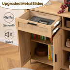 Wooden Buffet Sideboard Boho Storage Cabinet with 2