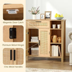 Wooden Buffet Sideboard Boho Storage Cabinet with 2