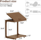 Wooden C-Shaped End Table Couch with Adjustable Desktop