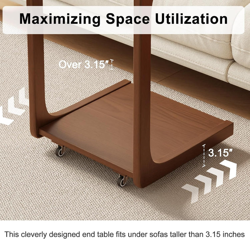 Wooden C-Shaped End Table Couch with Adjustable Desktop