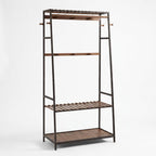 Wooden Clothes Rail Rack with Shoe Storage Garment
