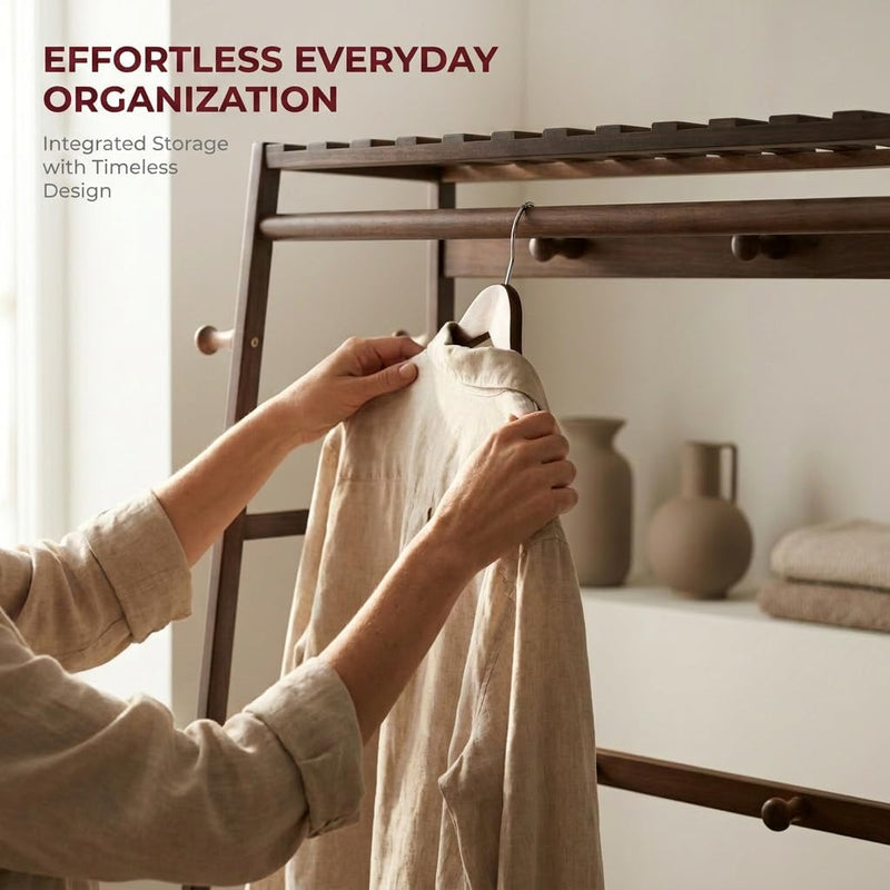 Wooden Clothes Rail Rack with Shoe Storage Garment