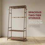 Wooden Clothes Rail Rack with Shoe Storage Garment