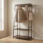 Wooden Clothes Rail Rack with Shoe Storage Garment