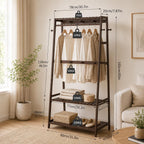 Wooden Clothes Rail Rack with Shoe Storage Garment