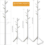 Wooden Coat Rack Stand Hall Tree Free Standing