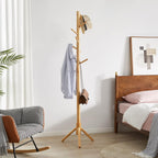 Wooden Coat Rack Stand Hall Tree Free Standing