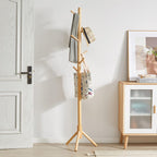 Wooden Coat Rack Stand Hall Tree Free Standing