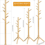 Wooden Coat Rack Stand Hall Tree Free Standing
