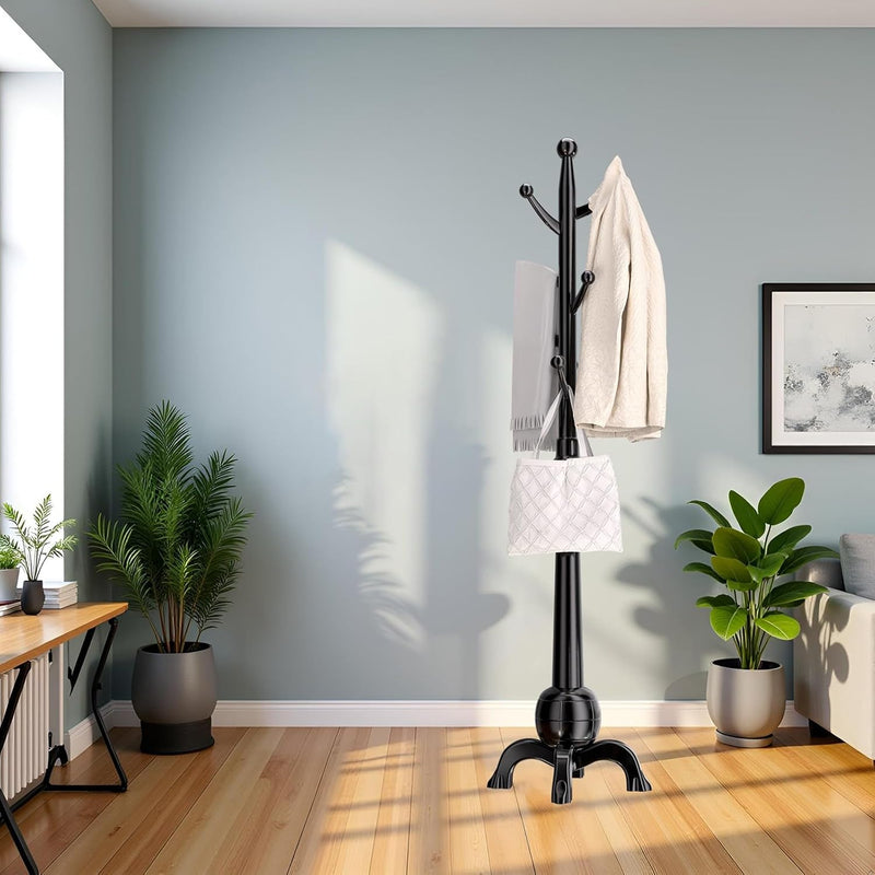 Wooden Coat Rack Stand with 8 Hooks Free