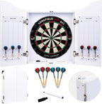Wooden Dart Cabinet Sisal Dartboard Includes 6 Darts