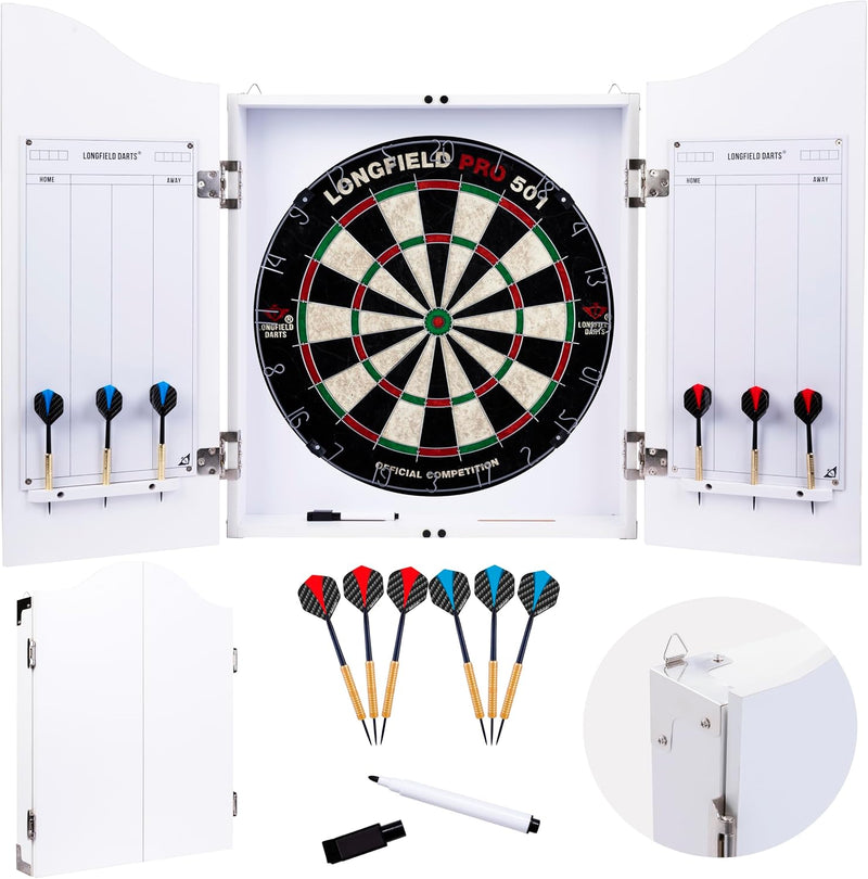 Wooden Dart Cabinet Sisal Dartboard Includes 6 Darts
