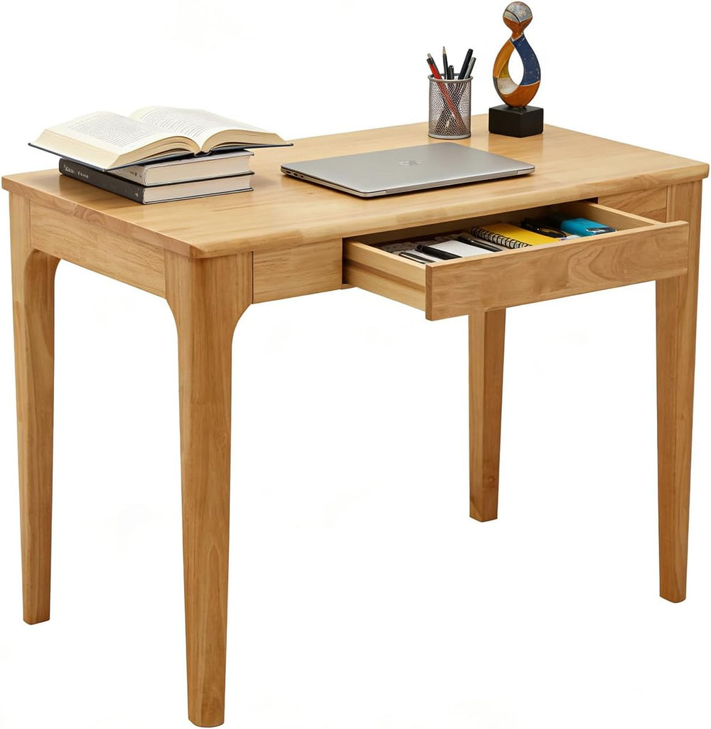 Wooden Desk with Drawers Small Wood Computer