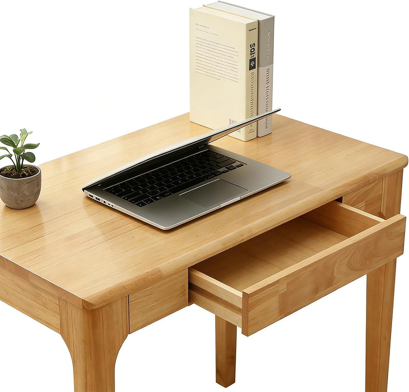 Wooden Desk with Drawers Small Wood Computer