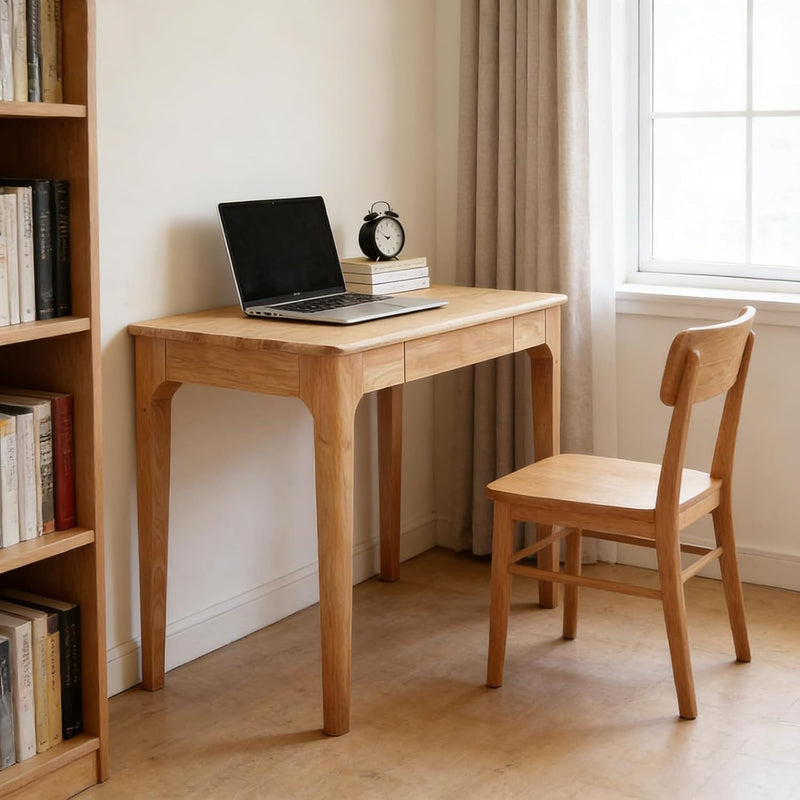 Wooden Desk with Drawers Small Wood Computer