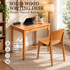 Wooden Desk with Drawers Small Wood Computer