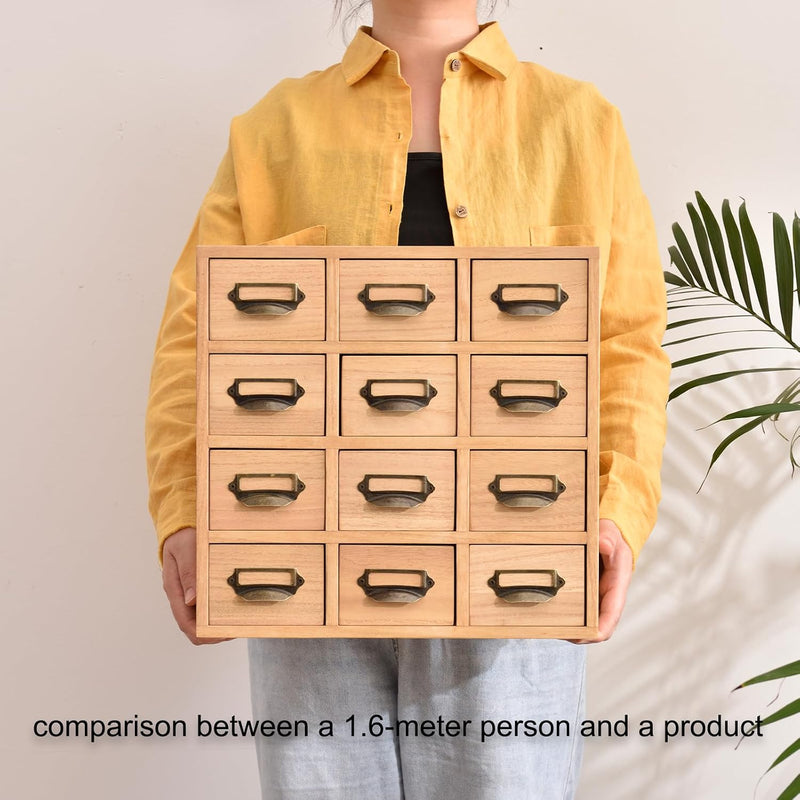 Wooden Desktop Organiser with 12 Drawers Paulownia Wood