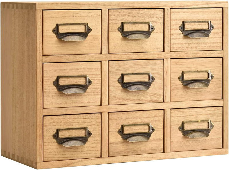 Wooden Desktop Organiser with 12 Drawers Paulownia Wood