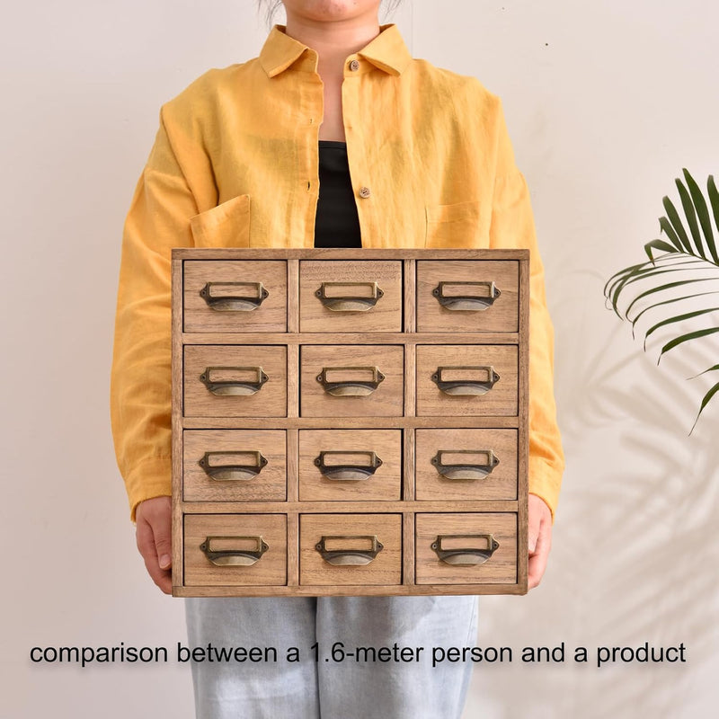 Wooden Desktop Organiser with 12 Drawers Paulownia Wood