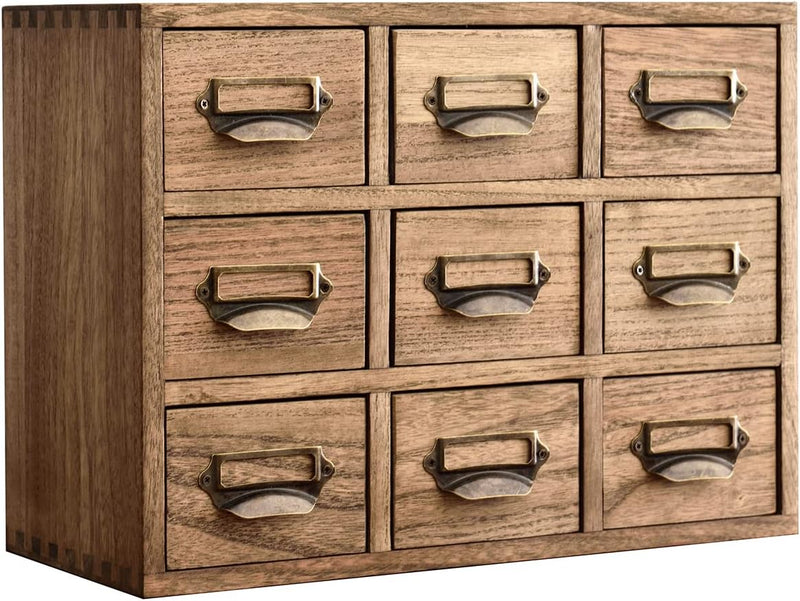 Wooden Desktop Organiser with 12 Drawers Paulownia Wood