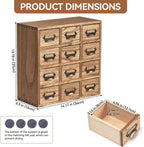 Wooden Desktop Organiser with 12 Drawers Paulownia Wood