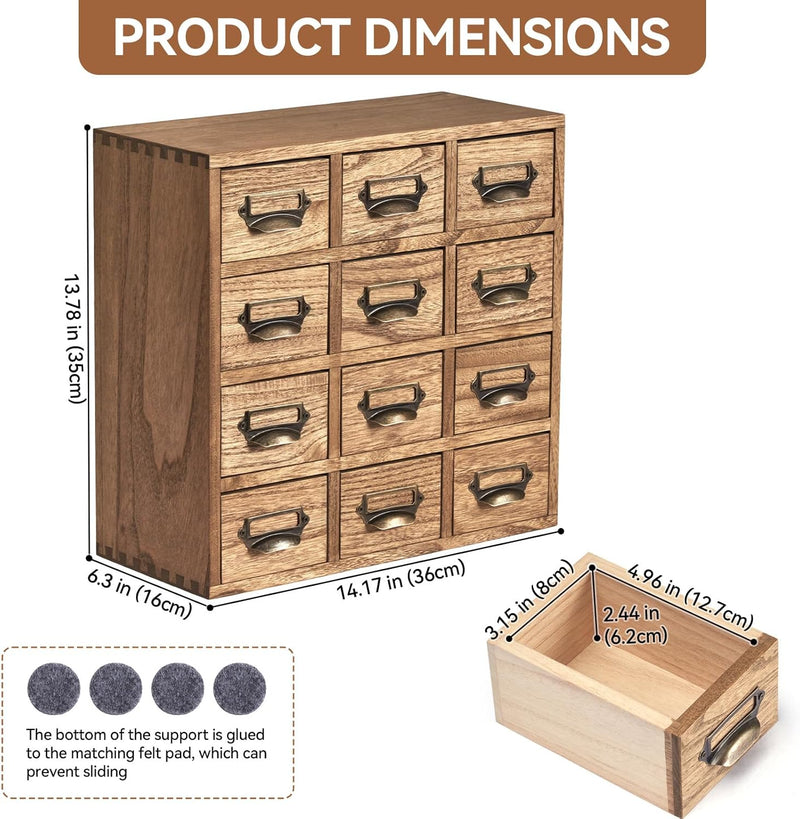 Wooden Desktop Organiser with 12 Drawers Paulownia Wood