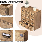 Wooden Desktop Organiser with 12 Drawers Paulownia Wood
