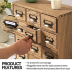 Wooden Desktop Organiser with 12 Drawers Paulownia Wood