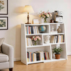 Wooden Expandable Bookcase 3-Tier Ladder Open Storage Bookshelf