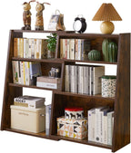 Wooden Expandable Bookcase 3-Tier Ladder Open Storage Bookshelf