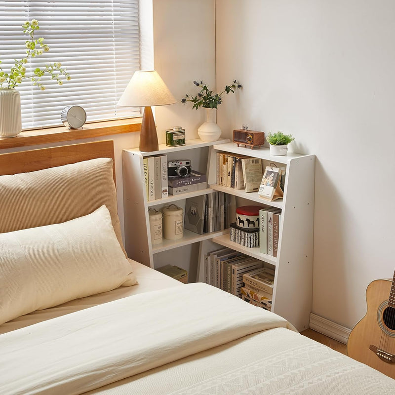 Wooden Expandable Bookcase 3-Tier Ladder Open Storage Bookshelf