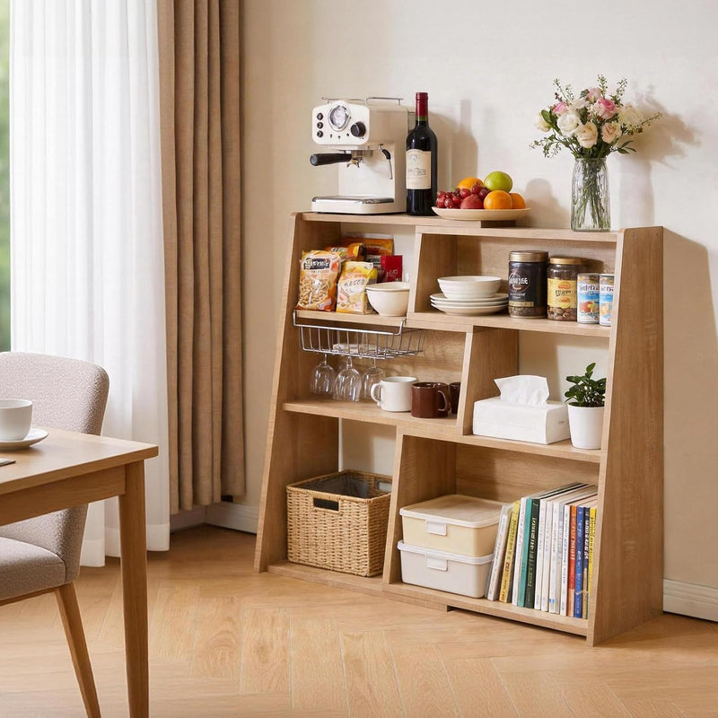Wooden Expandable Bookcase 3-Tier Ladder Open Storage Bookshelf