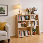 Wooden Expandable Bookcase 3-Tier Ladder Open Storage Bookshelf
