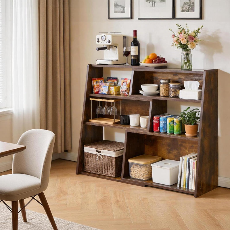 Wooden Expandable Bookcase 3-Tier Ladder Open Storage Bookshelf