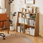 Wooden Expandable Bookcase 3-Tier Ladder Open Storage Bookshelf