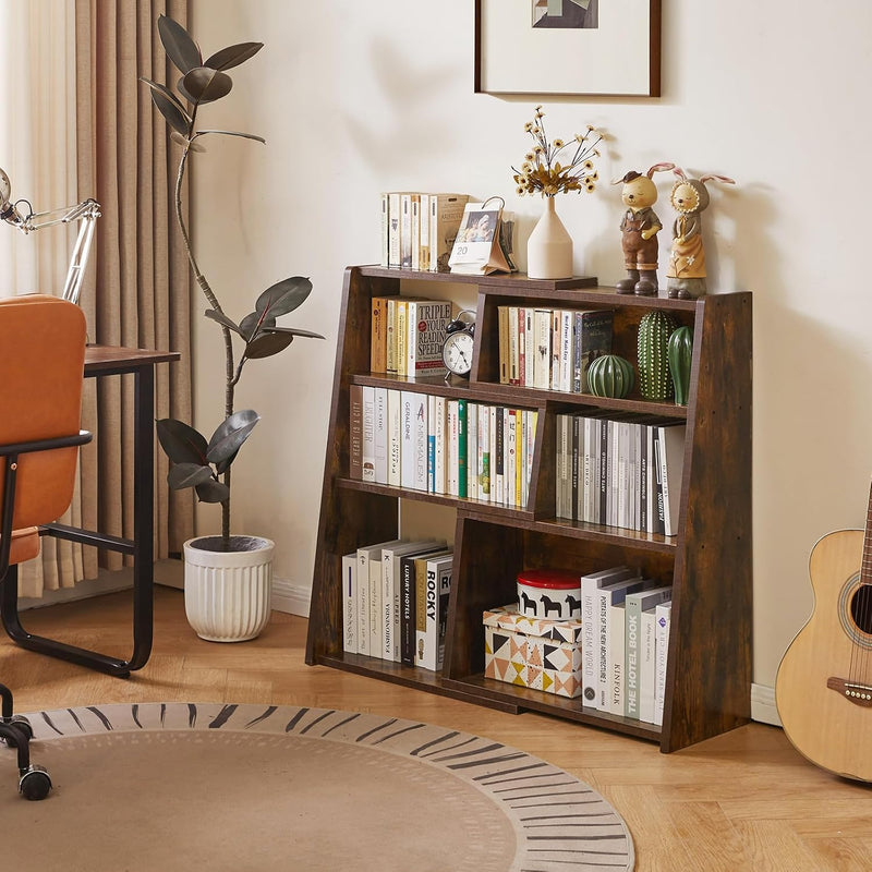 Wooden Expandable Bookcase 3-Tier Ladder Open Storage Bookshelf