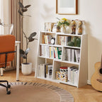 Wooden Expandable Bookcase 3-Tier Ladder Open Storage Bookshelf