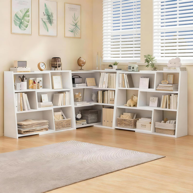 Wooden Expandable Bookcase 3-Tier Ladder Open Storage Bookshelf
